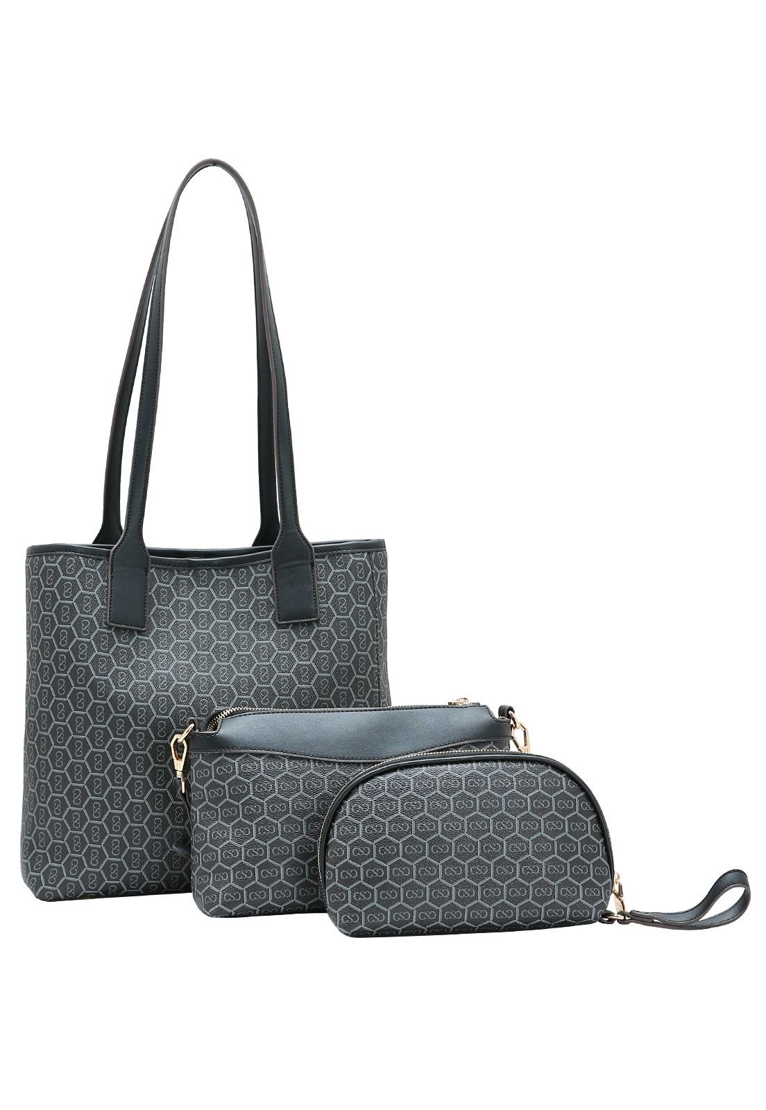 Bolsa Feminina Chenson New Monograma Dupla Face Kit 3 Peças 3485428 Preto 3