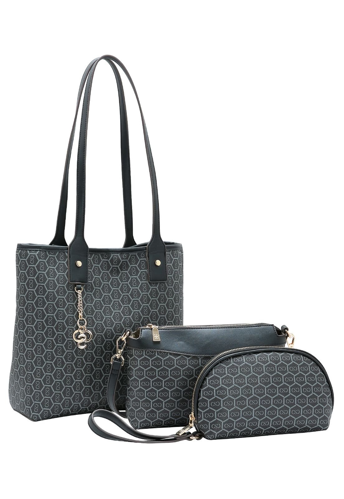 Bolsa Feminina Chenson New Monograma Dupla Face Kit 3 Peças 3485428 Preto 4