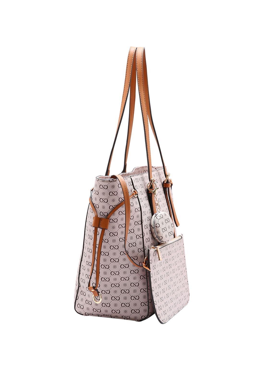 Kit 2 peças Bolsa Ombro + Nécessaire Feminina Chenson Monograma Elegance 3485406 Bege/Marrom 2