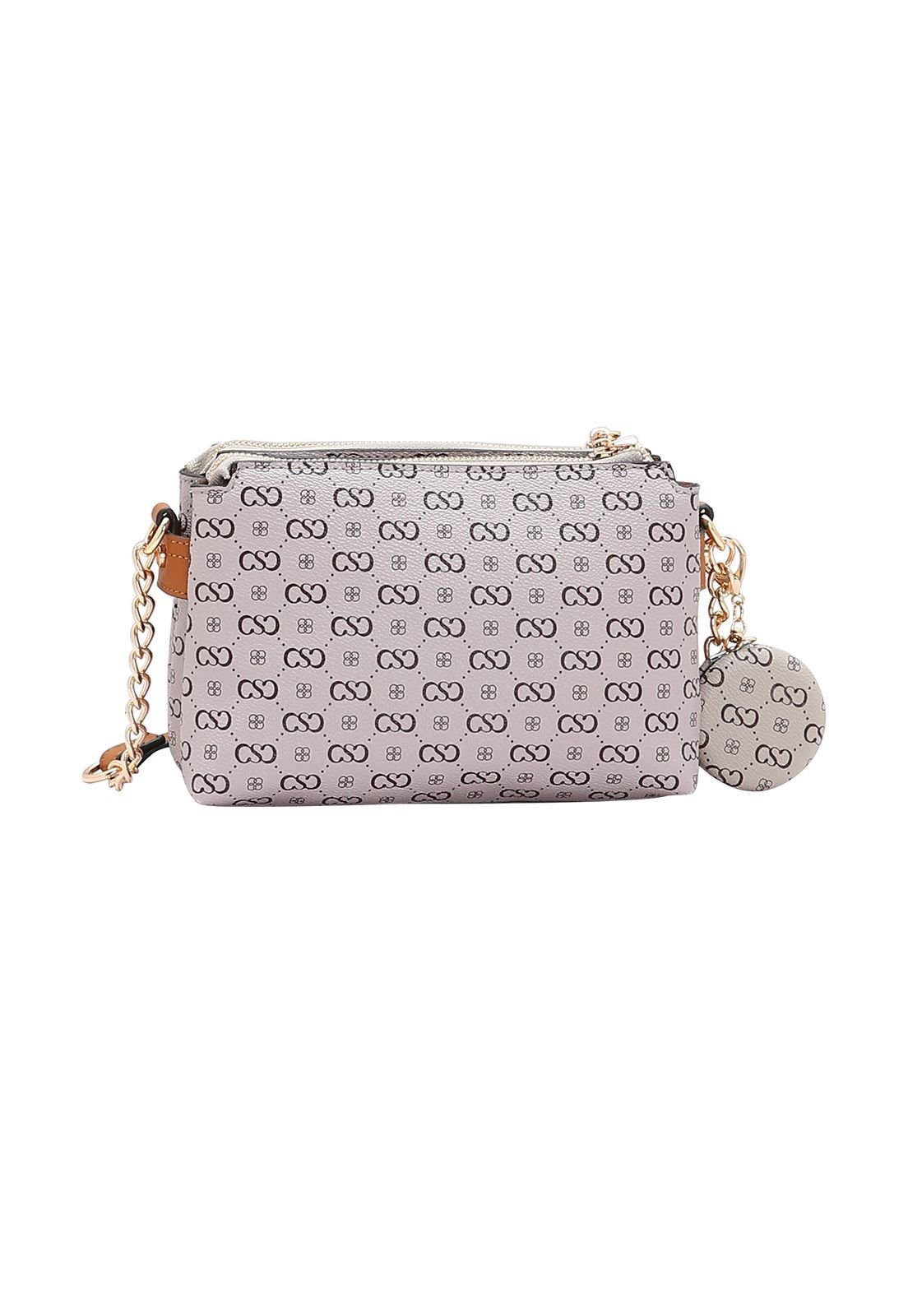 Bolsa Feminina Chenson Monograma Elegance 3485408 Branco/Bege 3