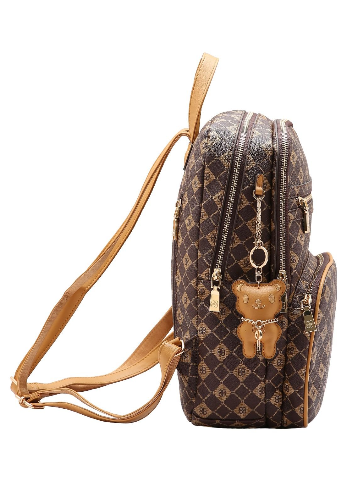 Mochila Feminina Chenson Monograma Elemento Gráfico 8485383 Café 2