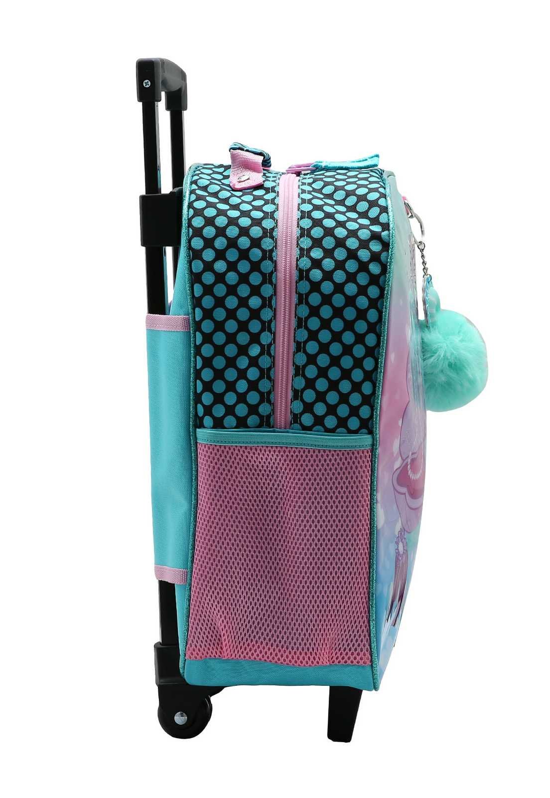 Mochila Escolar Menina Infantil Sereia com Rodinhas  Pompom e Bolso Lateral 8734345 Multicores 2