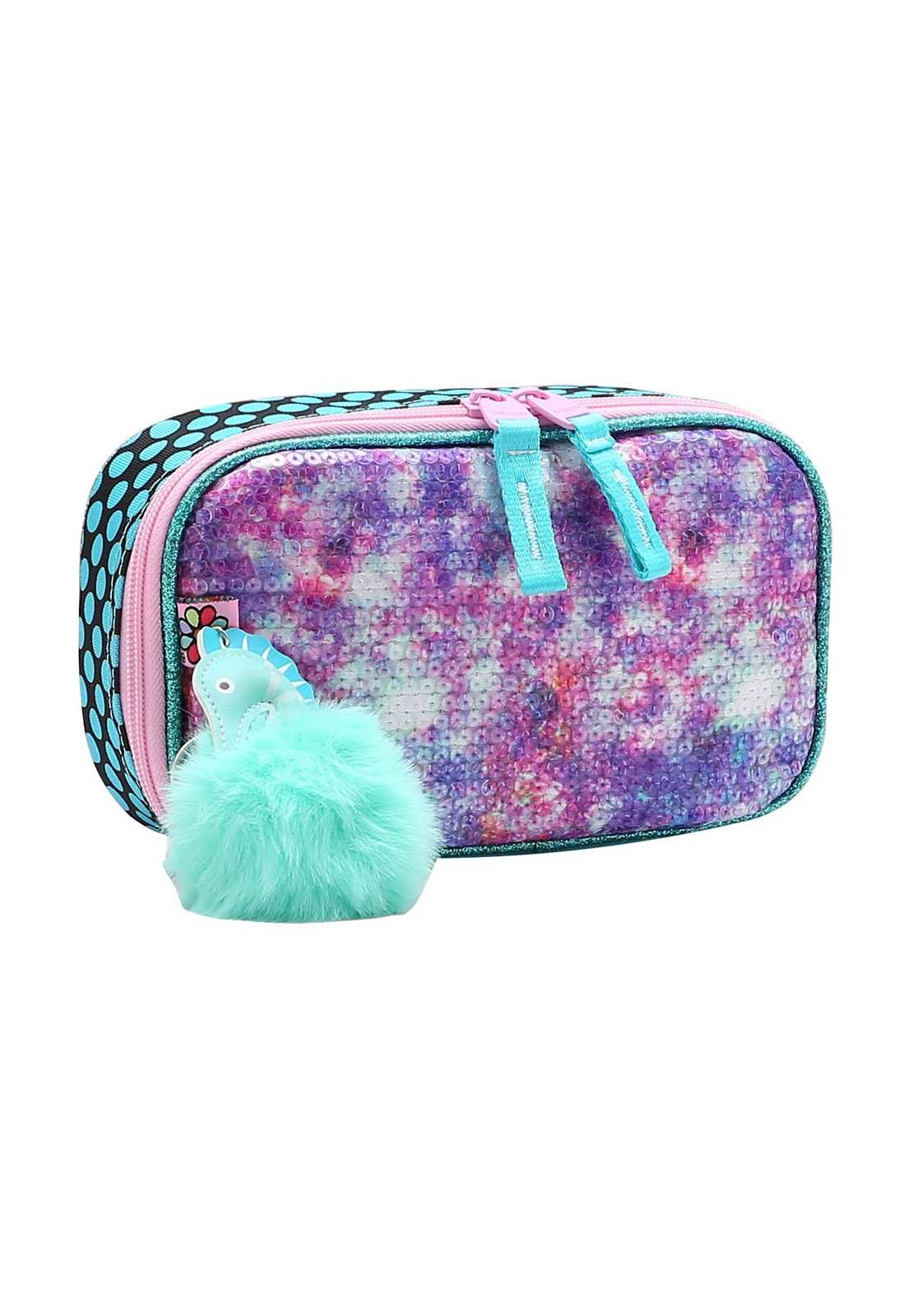 Estojo Escolar Menina Infantil Sereia com Pompom 0734349