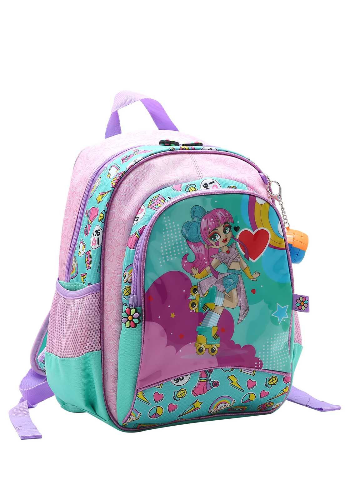 Mochila Escolar Infantil Estampa Menina Patins 8734365
