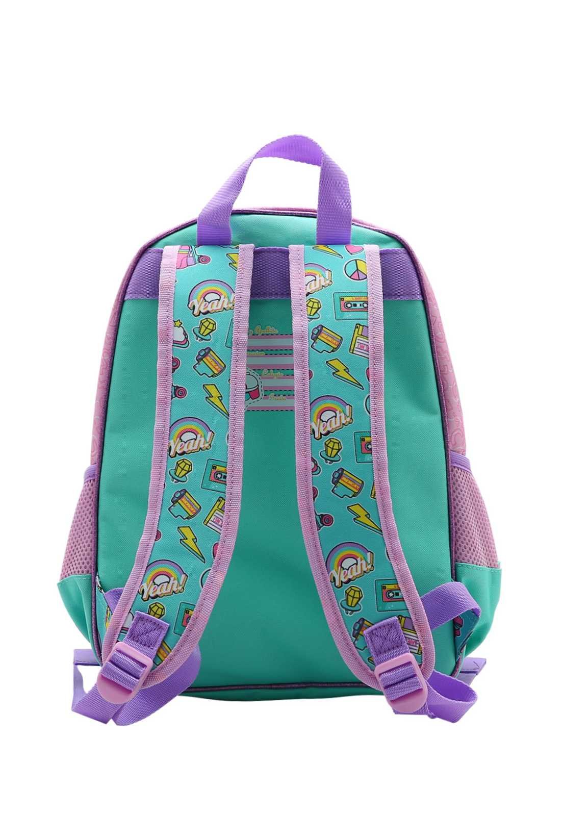 Mochila Escolar Infantil Estampa Menina Patins 8734365 Verde/Rosa 3