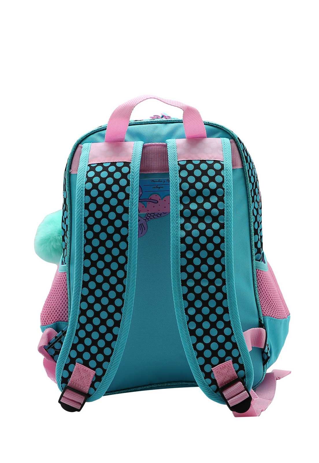 Mochila Escolar Menina Infantil Sereia com Pompom 8734347 Multicores 3