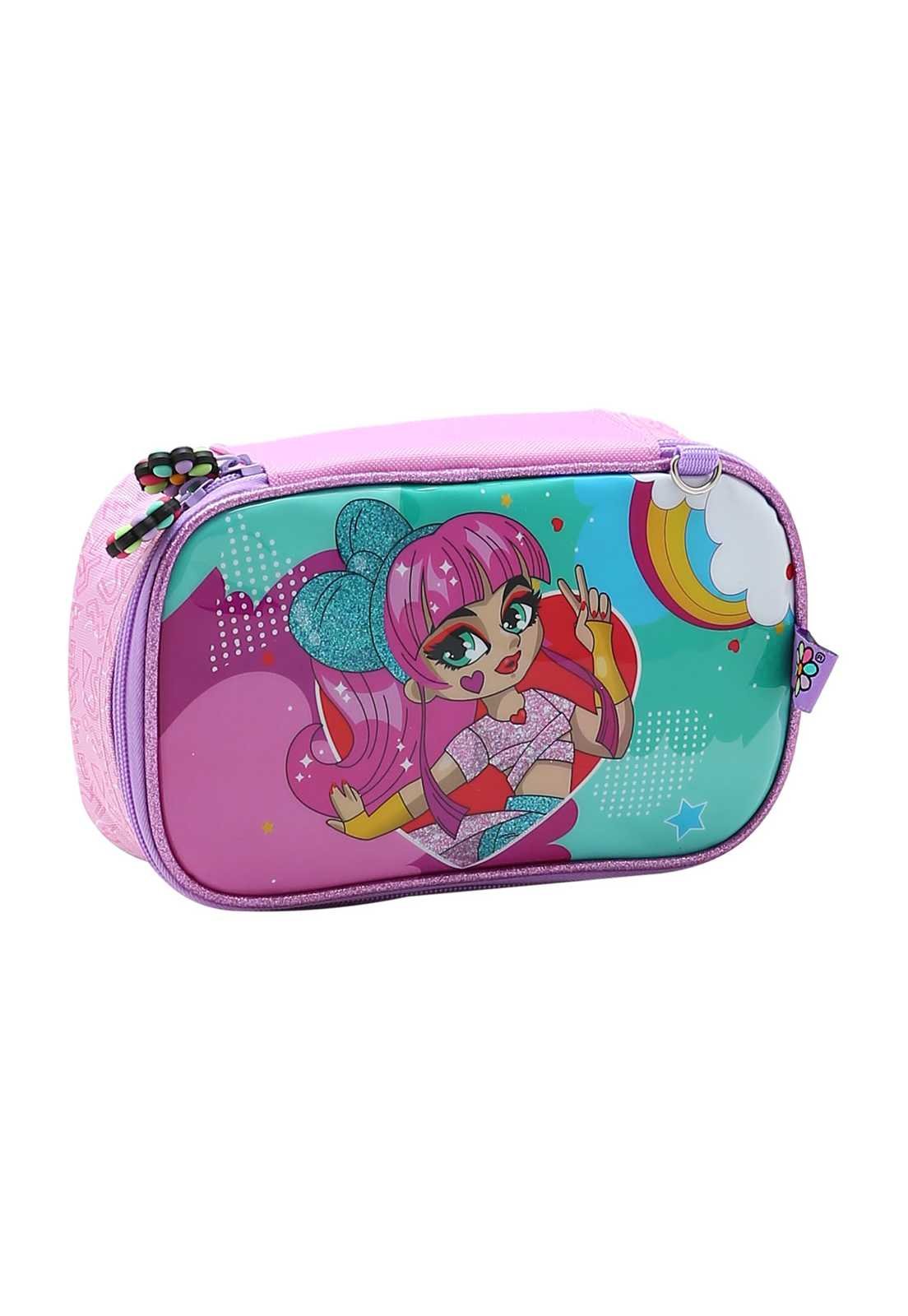 Estojo Escolar Infantil Estampa Menina Patins 0734367 Rosa 1