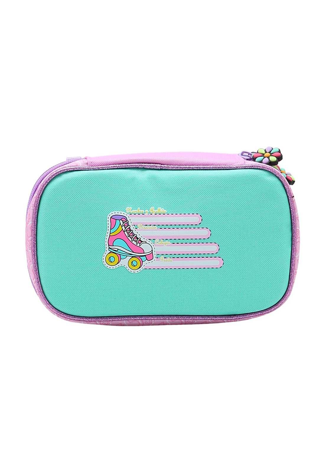 Estojo Escolar Infantil Estampa Menina Patins 0734367 Rosa 3