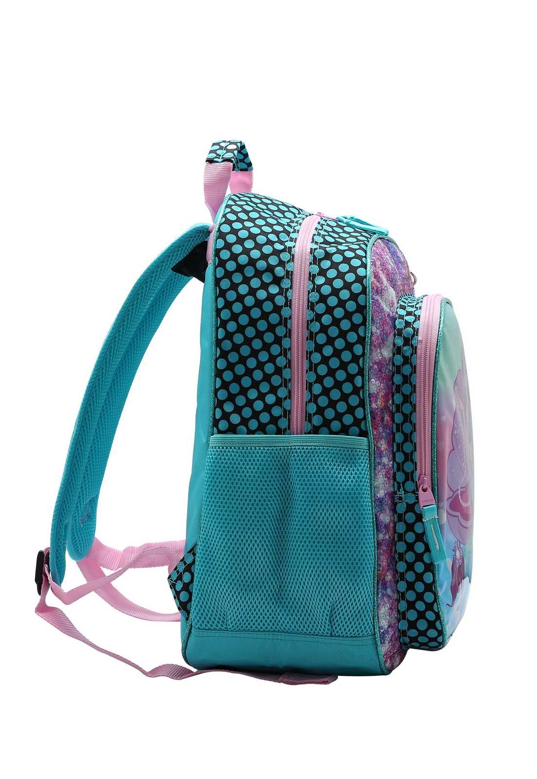 Mochila Escolar Menina Infantil Sereia com Pompom e Bolso Lateral 8734346 Multicores 2