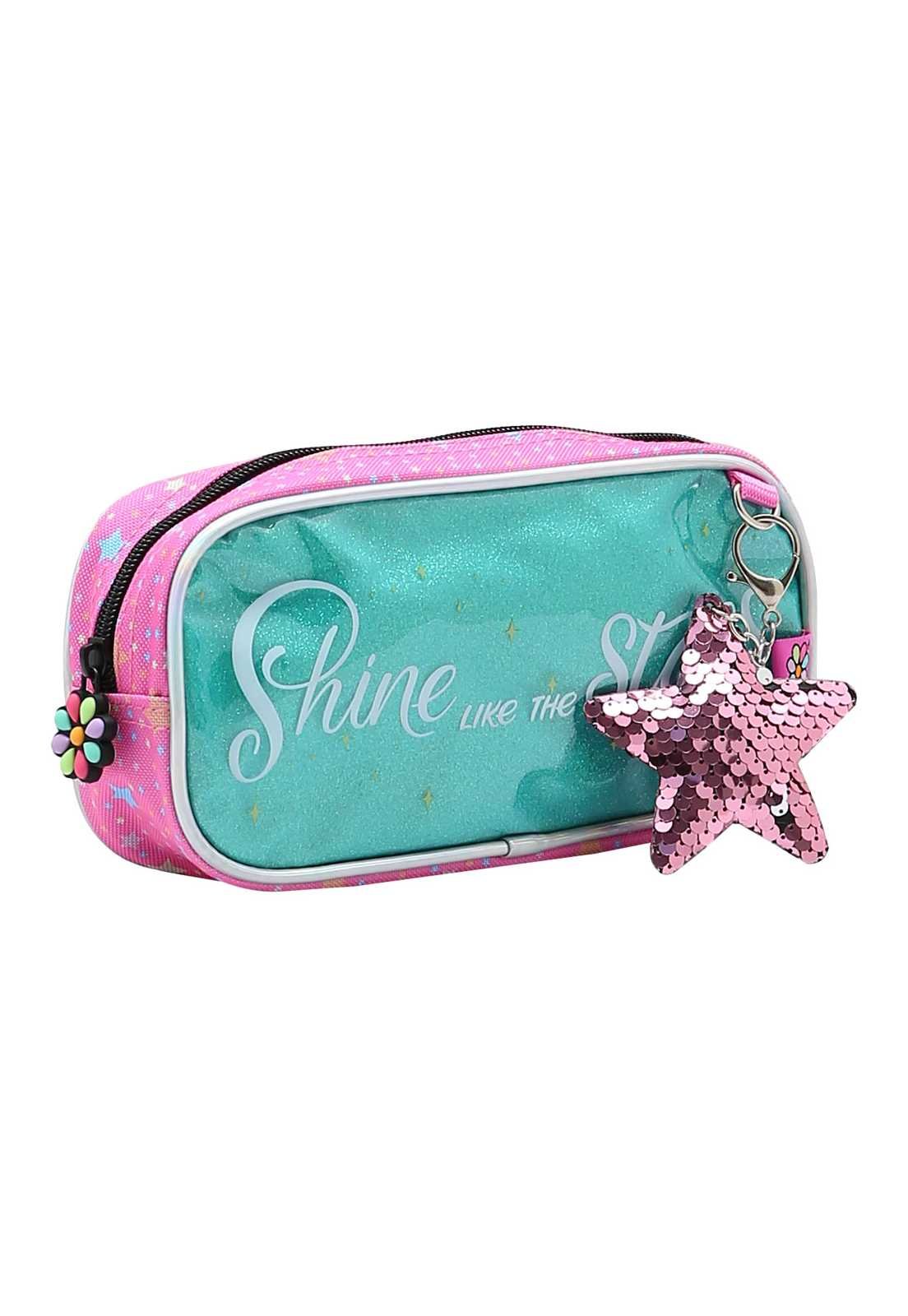 Estojo Escolar Menina Infantil Shine Like the Stars Chaveiro Estrela 0734361