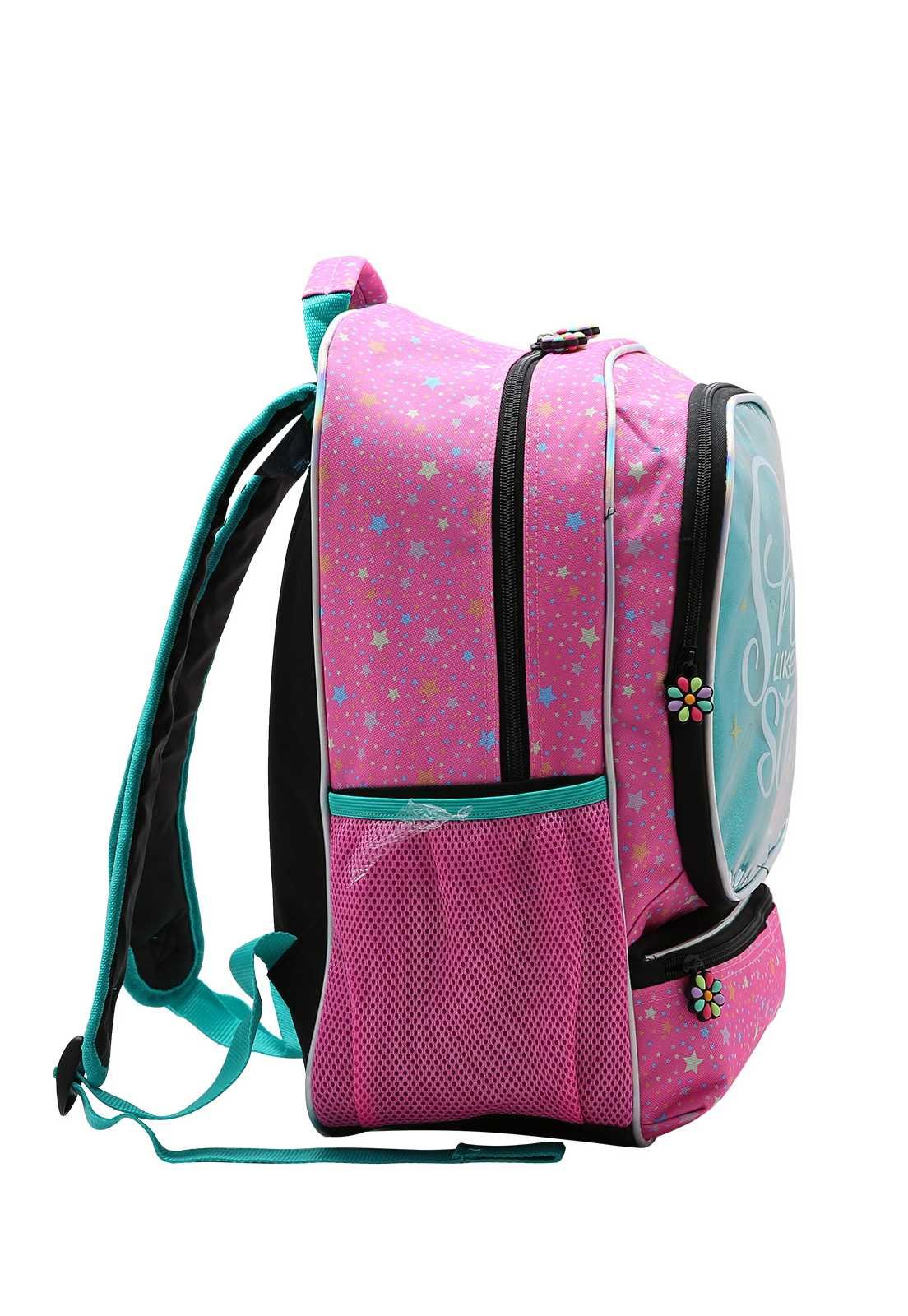 Mochila Escolar Menina Infantil Shine Like the Stars 8734358 Rosa/Verde 2