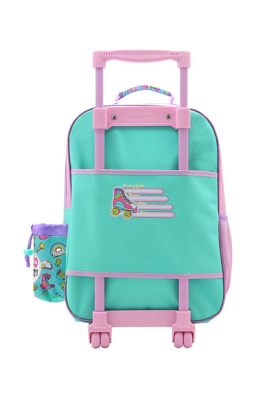 Mochila Escolar com Rodinhas Infantil Estampa Menina Patins 8734363 Multicores 3