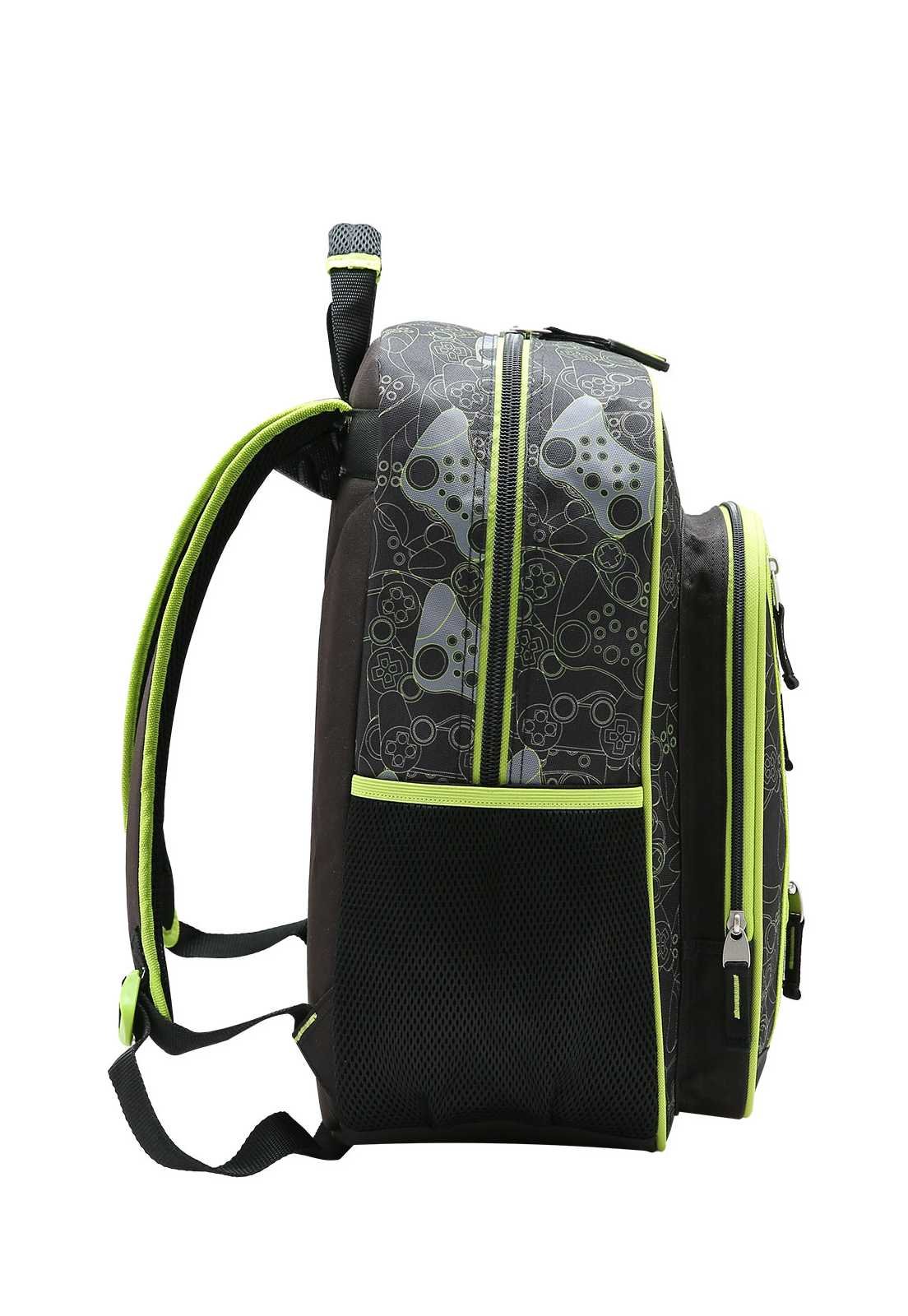 Mochila Escolar Juvenil  Gamer 8734667 Preto/Verde 2