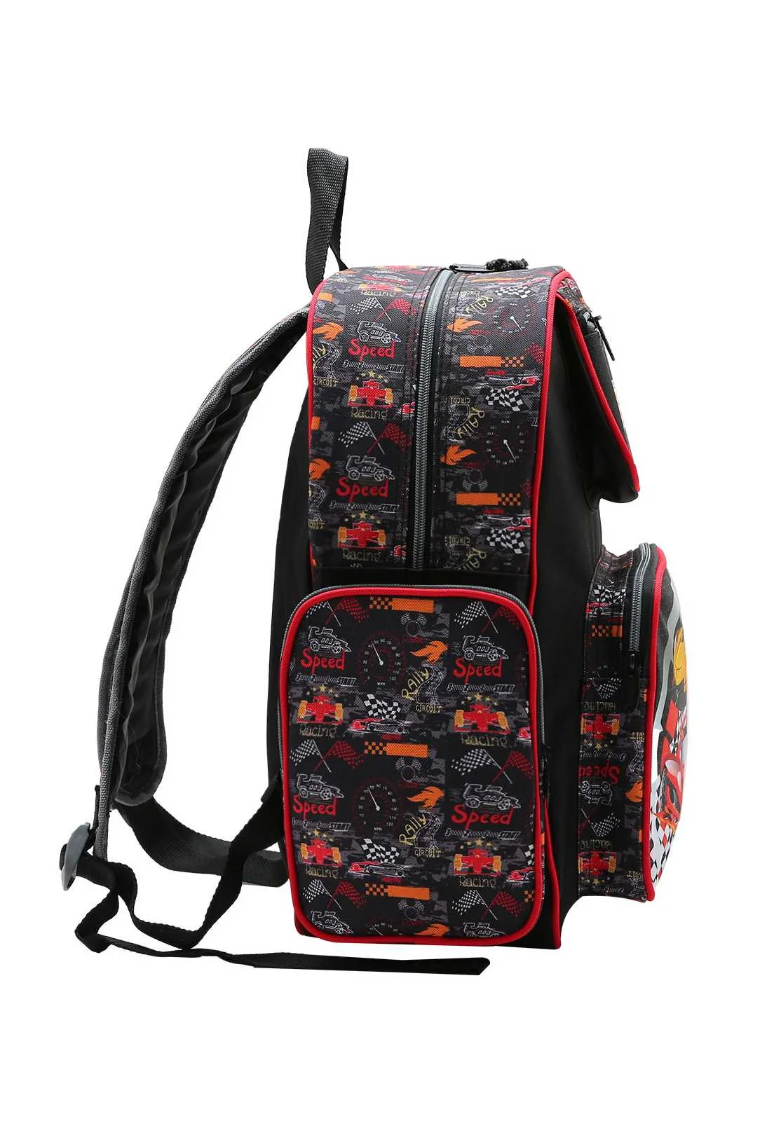 Mochila Escolar Menino Estampa Carros de Corrida 8734371 Preto 2