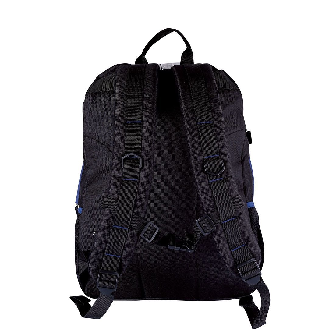 Mochila Escolar Casual Leve Espaçosa Resistente 19.5" 25L Preto/Azul 2