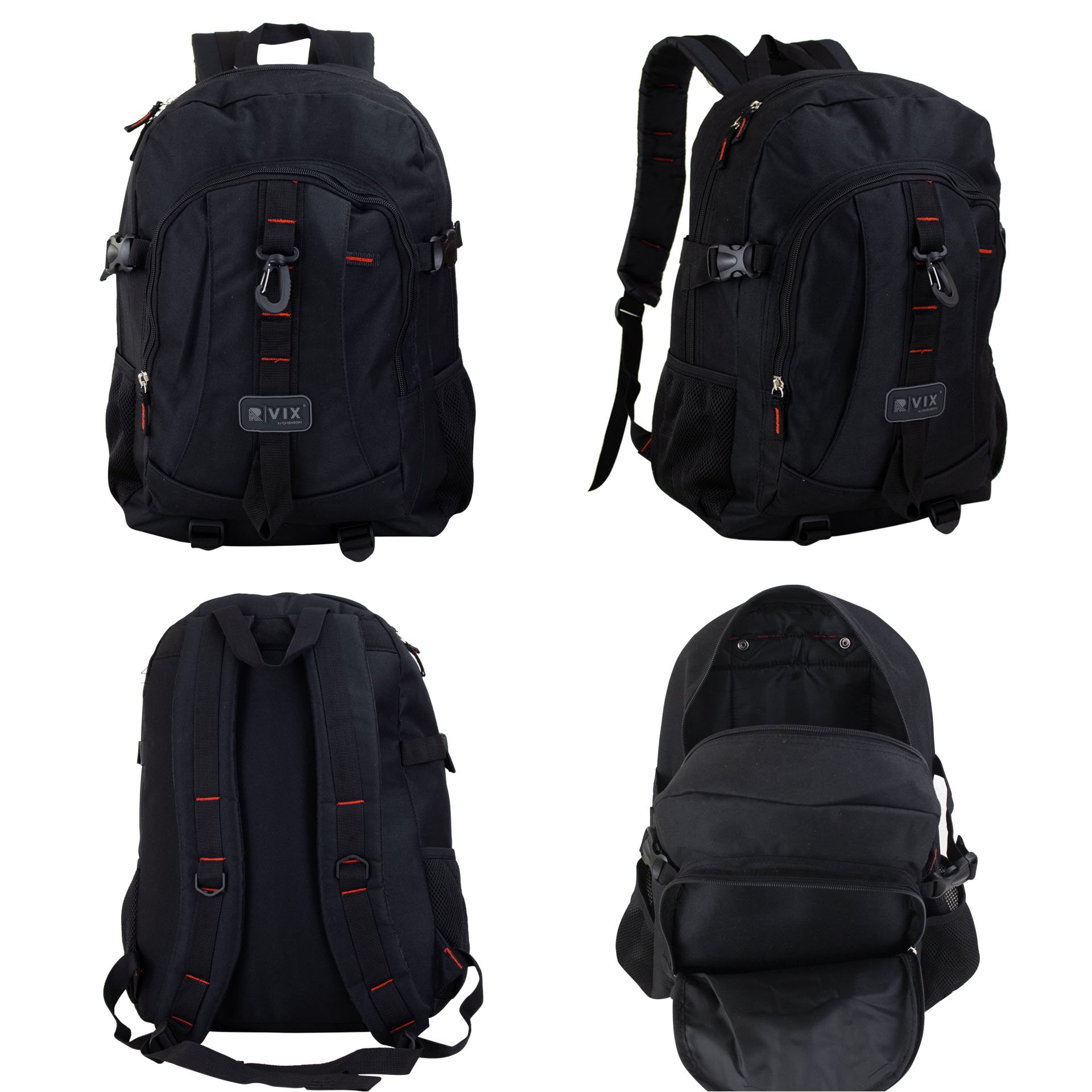 Mochila Masculina R.Vix Preta Grande Resistente 18.5" 20L Preto 2