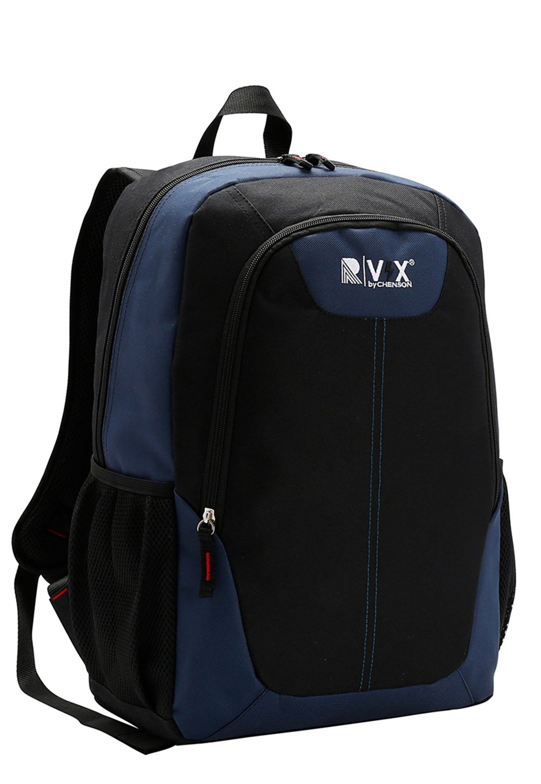 Mochila Escolar Casual Leve Espaçosa Resistente 18" 20L Preto/Azul 2