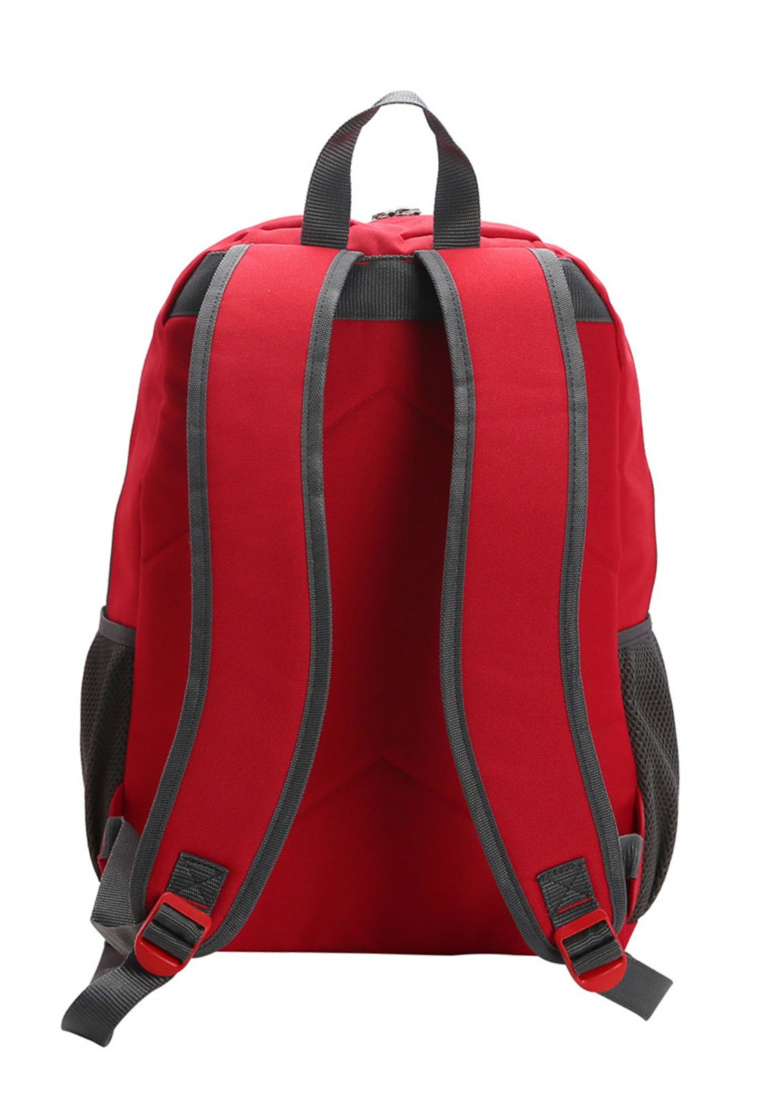 Mochila Escolar Casual Leve Espaçosa Resistente 18" 21L Cinza/Vermelho 3