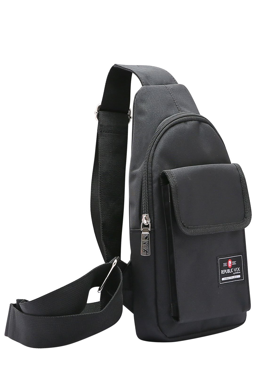 Mochila Transversal Slim Compacta Viagem Republic Vix Preto 2