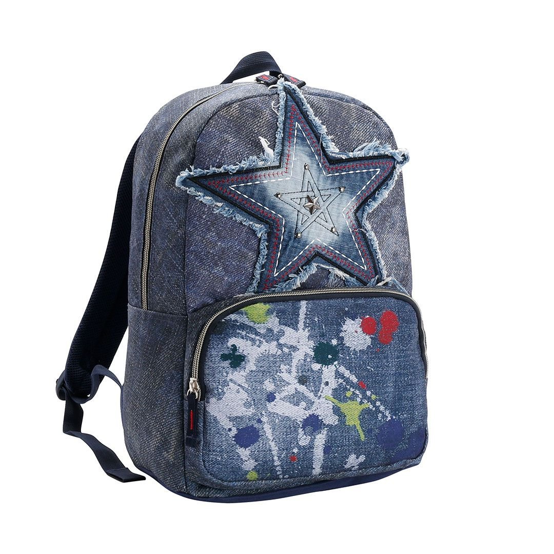 Mochila Juvenil Teen Escolar Casual Espaçosa Resistente 17" 20L Jeans 2