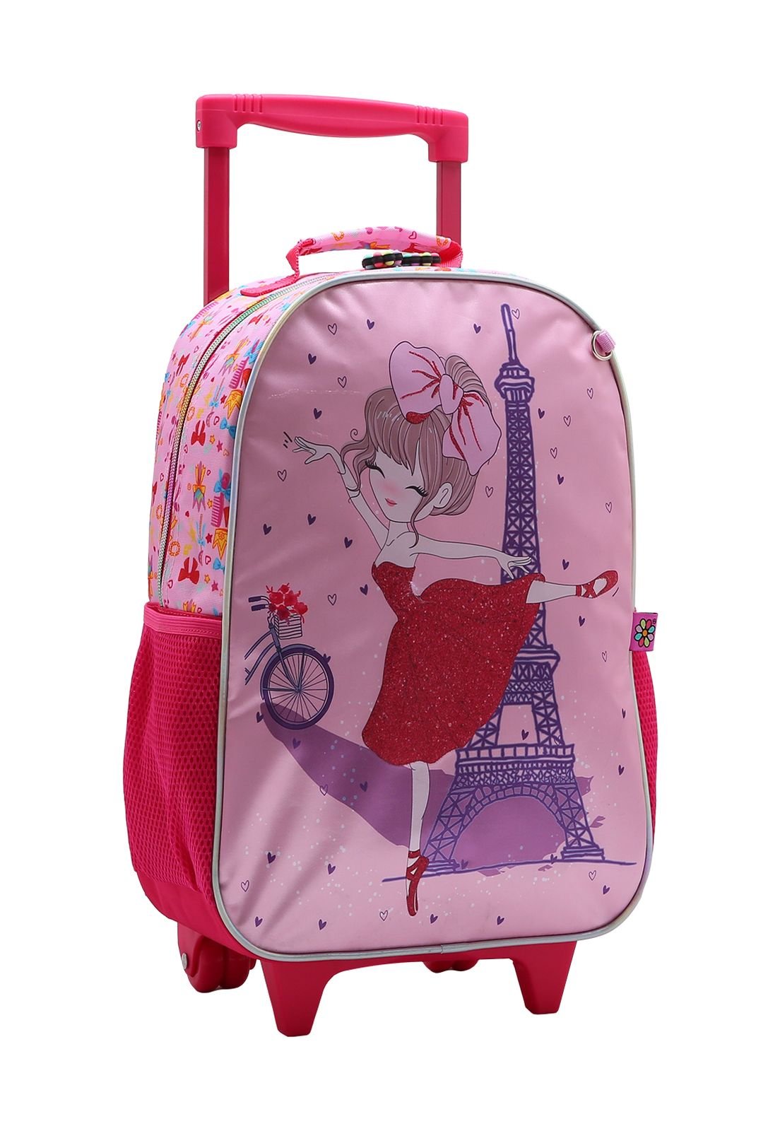 Mochila Menina com Rodinhas Rosa Infantil Republic Vix