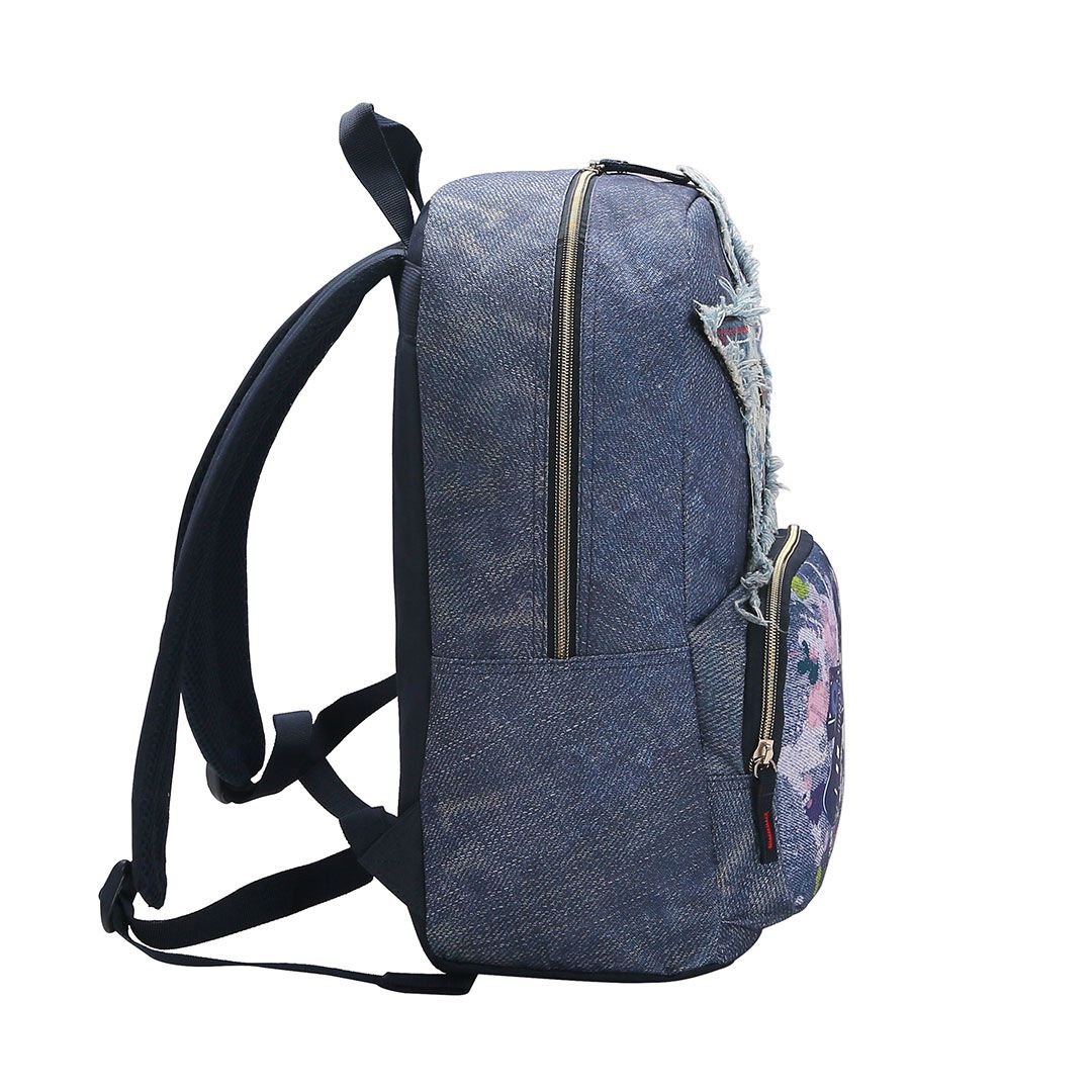 Mochila Juvenil Teen Escolar Casual Espaçosa Resistente 17" 20L Jeans 2