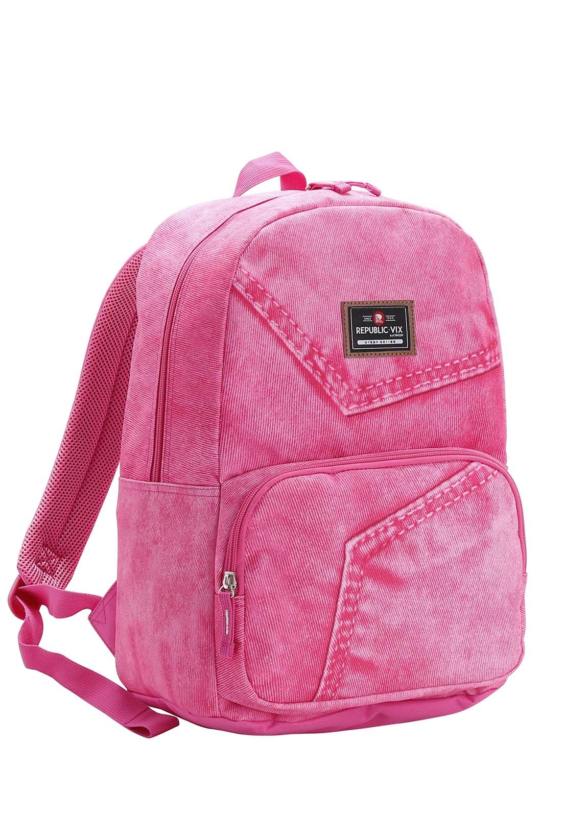 Mochila Juvenil Teen Escolar Casual Espaçosa Resistente 17" 20L Rosa 2