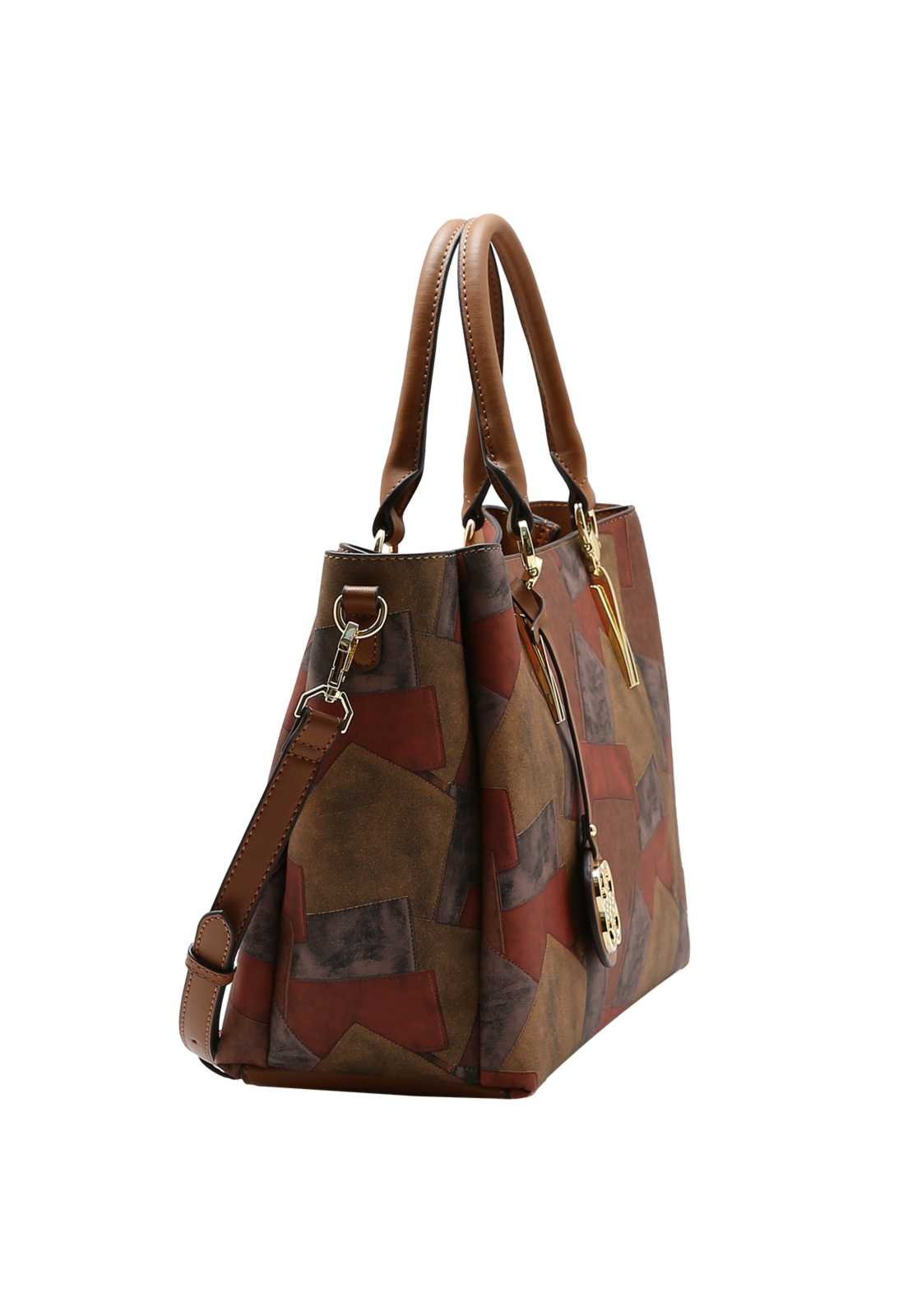 Bolsa Feminina Chenson Boho Patchwork Marrom 2