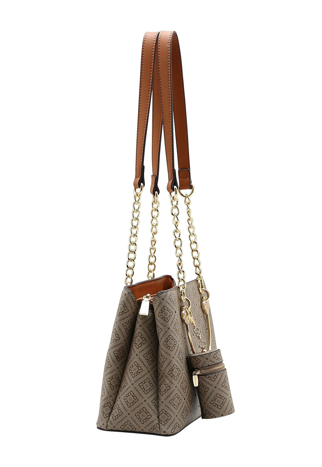 Bolsa Feminina Chenson Versátil Monograma Luxo Marrom 2