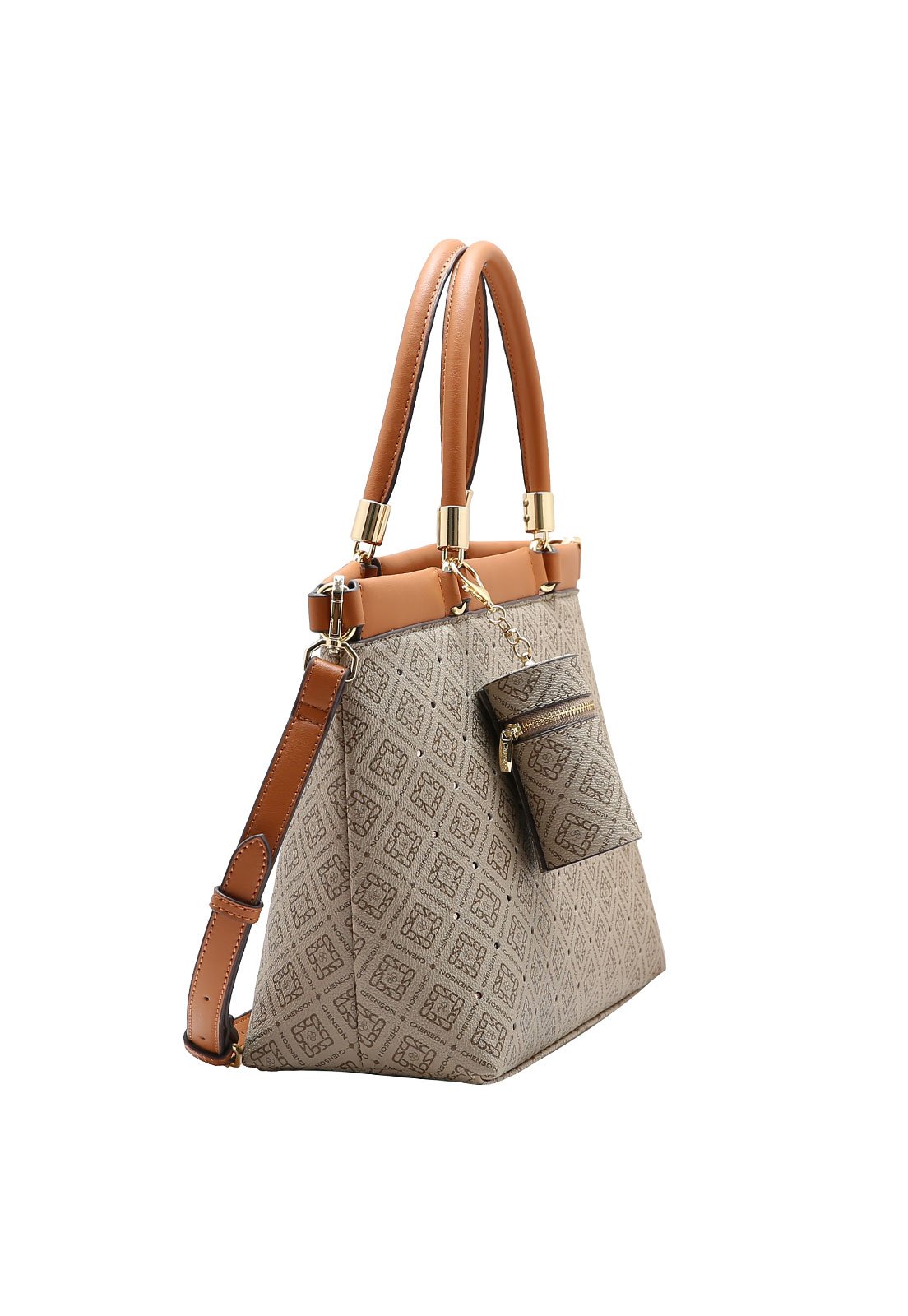 Bolsa Feminina Chenson Mão Monograma Luxo Bege 2