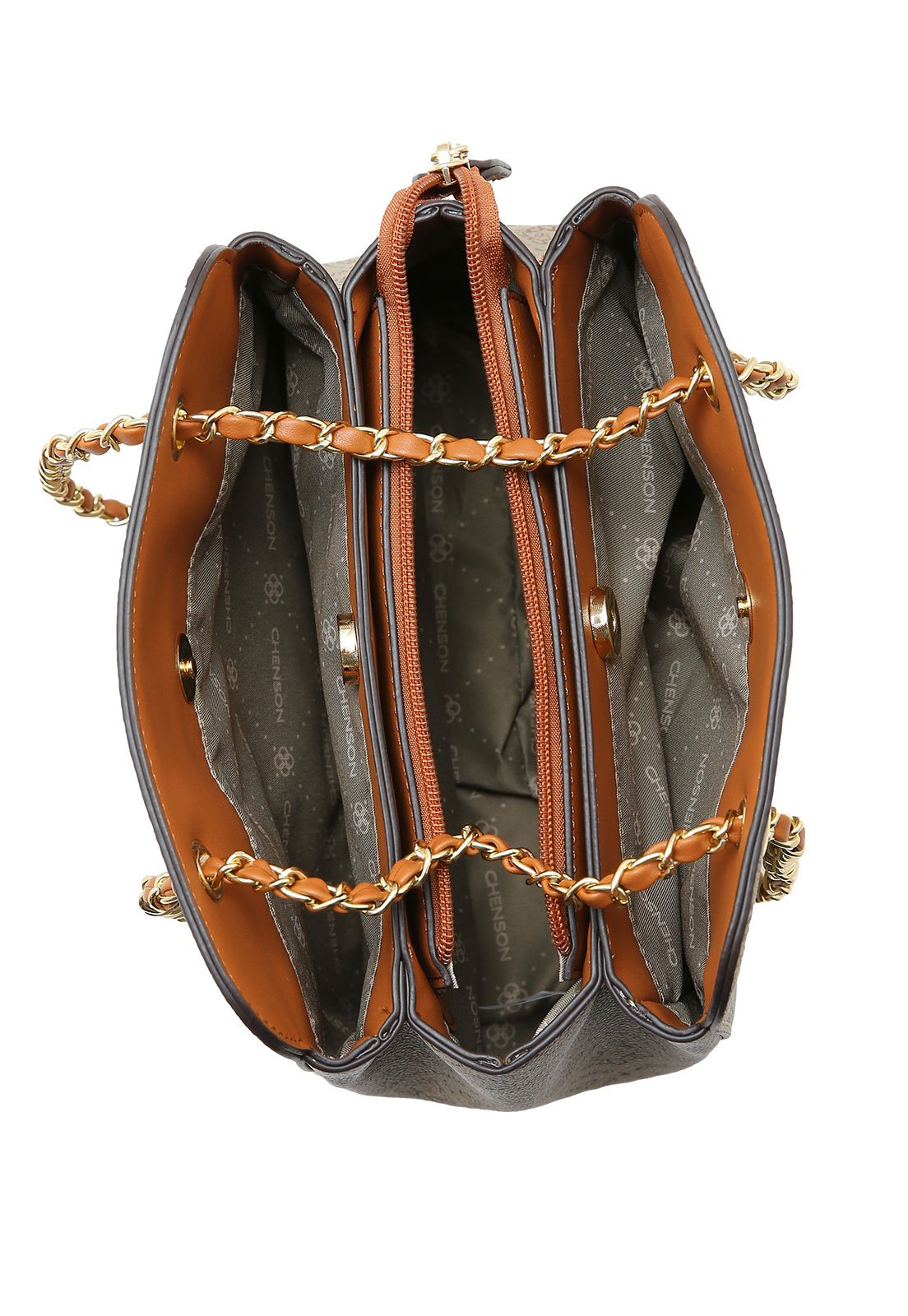 Bolsa Feminina Chenson Versátil Monograma Luxo Café 4