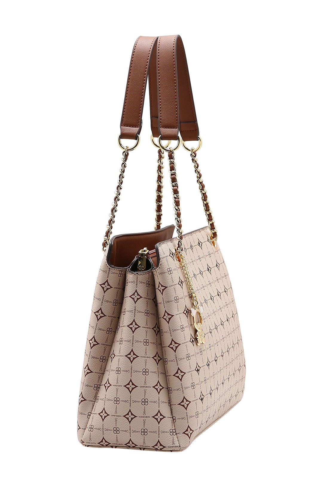 Bolsa Feminina Chenson Ombro Monograma Delicado Bege 2