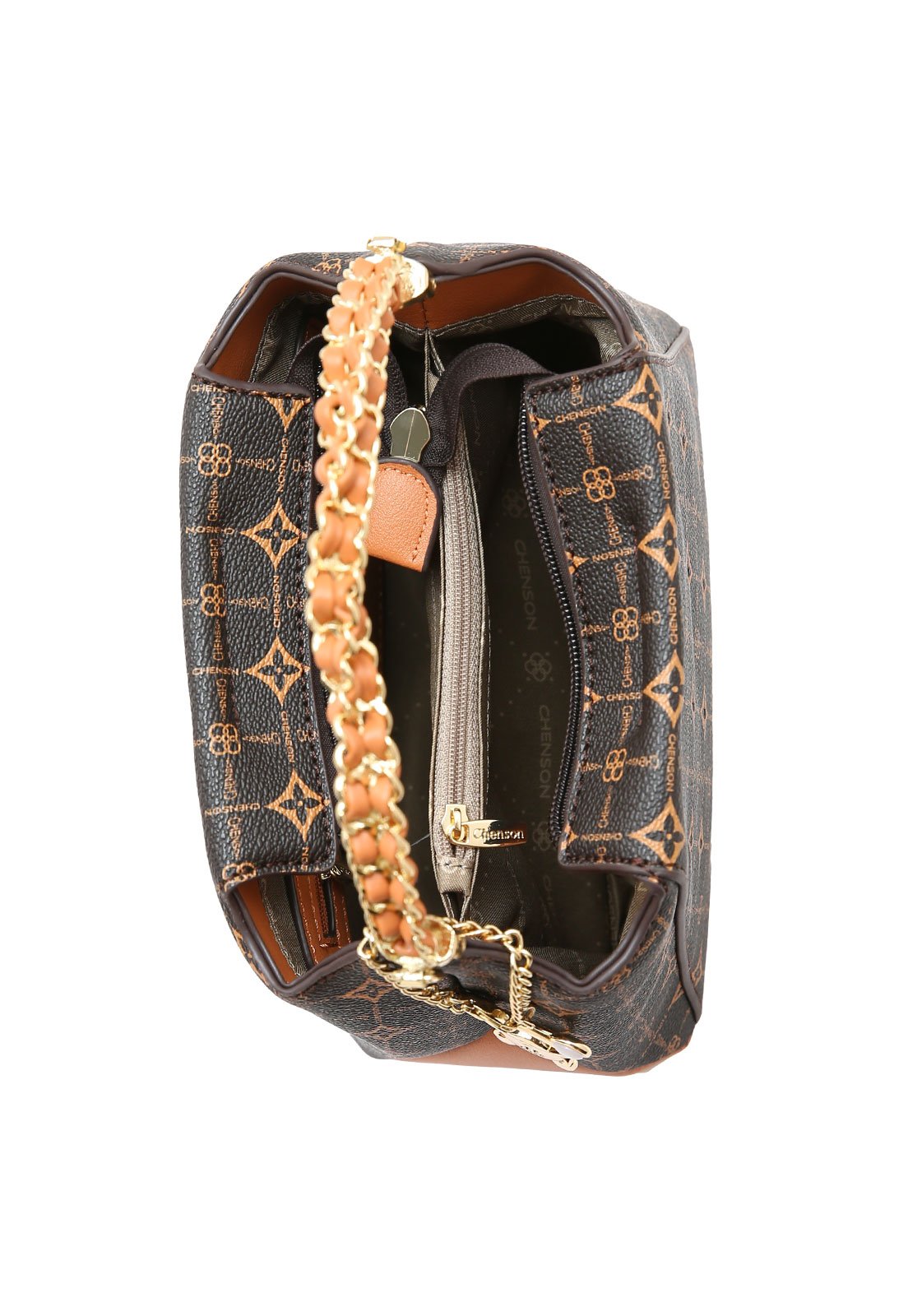 Bolsa Feminina Chenson Mão Monograma Delicado Café 4