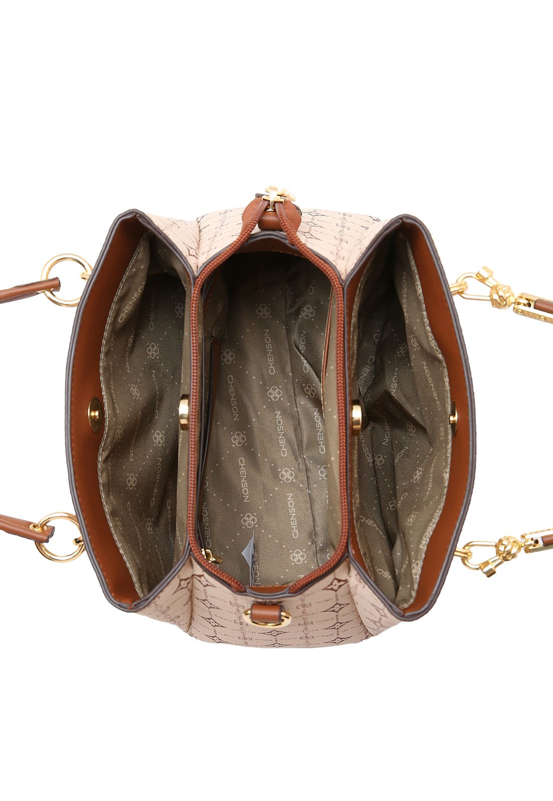 Bolsa Feminina Chenson Mão Monograma Delicado Bege 4