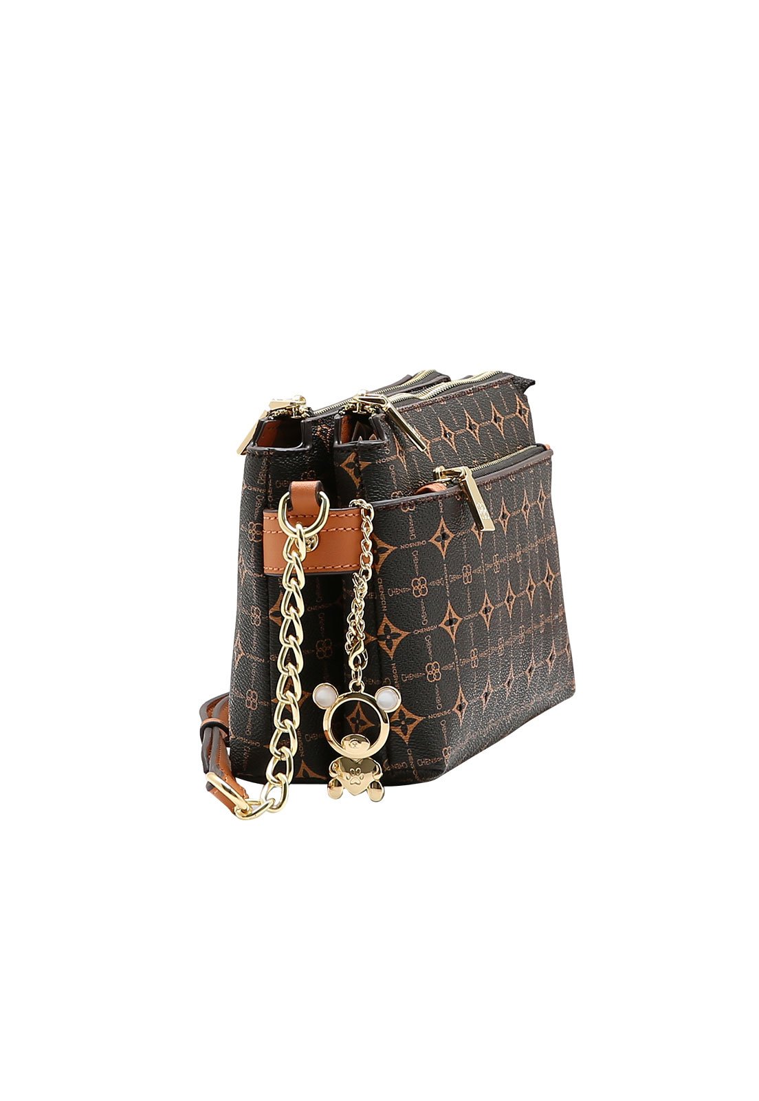 Bolsa Feminina Chenson Transversal Monograma Delicado Café 2