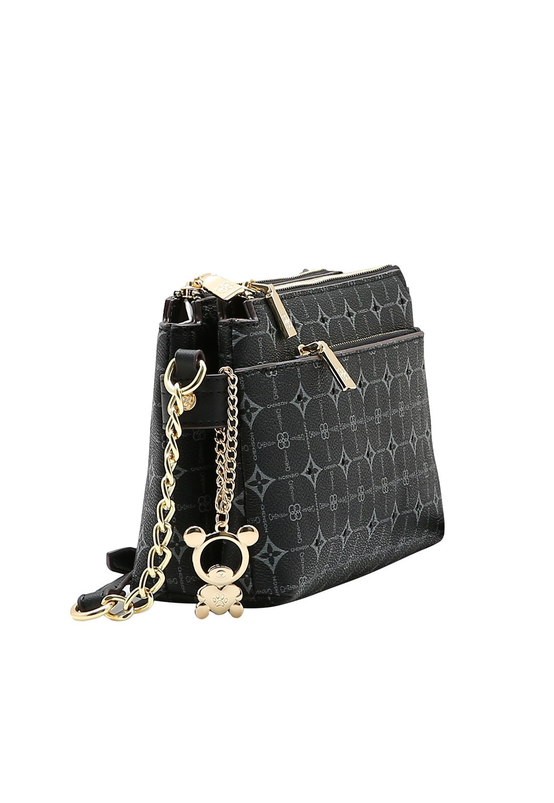 Bolsa Feminina Chenson Transversal Monograma Delicado Preto 2
