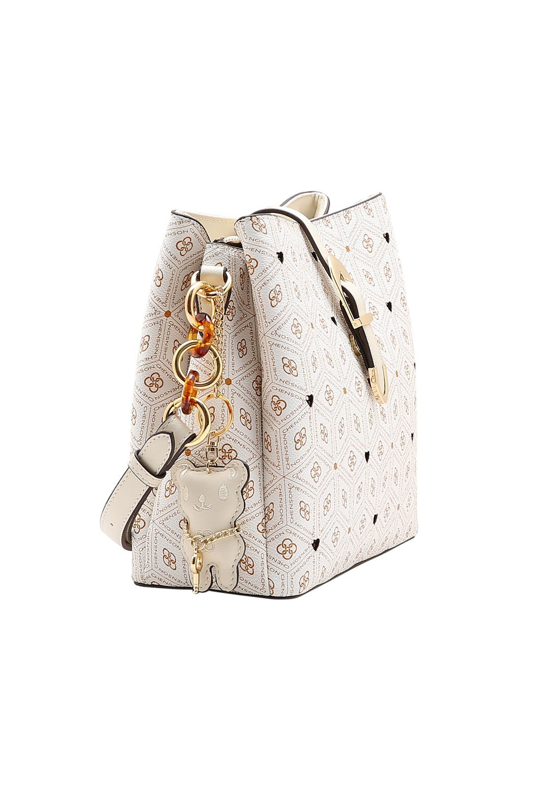 Bolsa Feminina Chenson Transversal Coração Cristal Branco 2