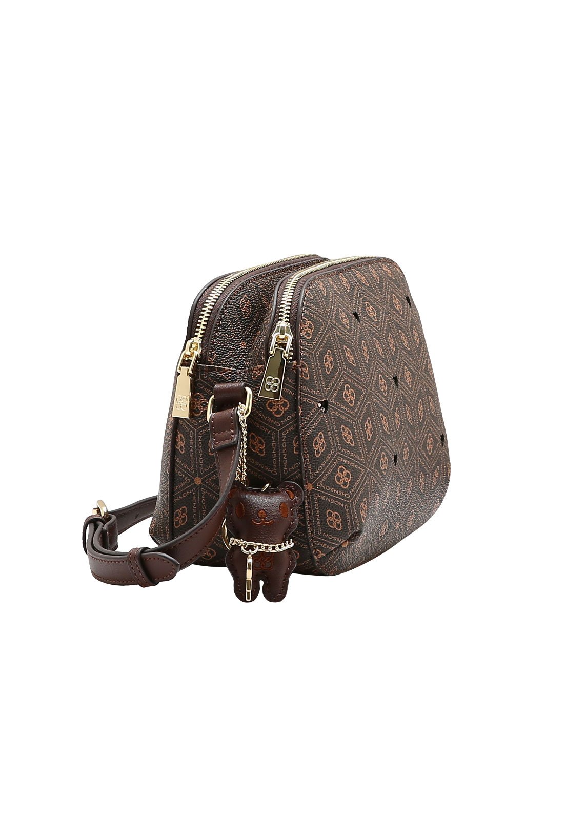 Bolsa Feminina Chenson Transversal Coração Cristal Café 2