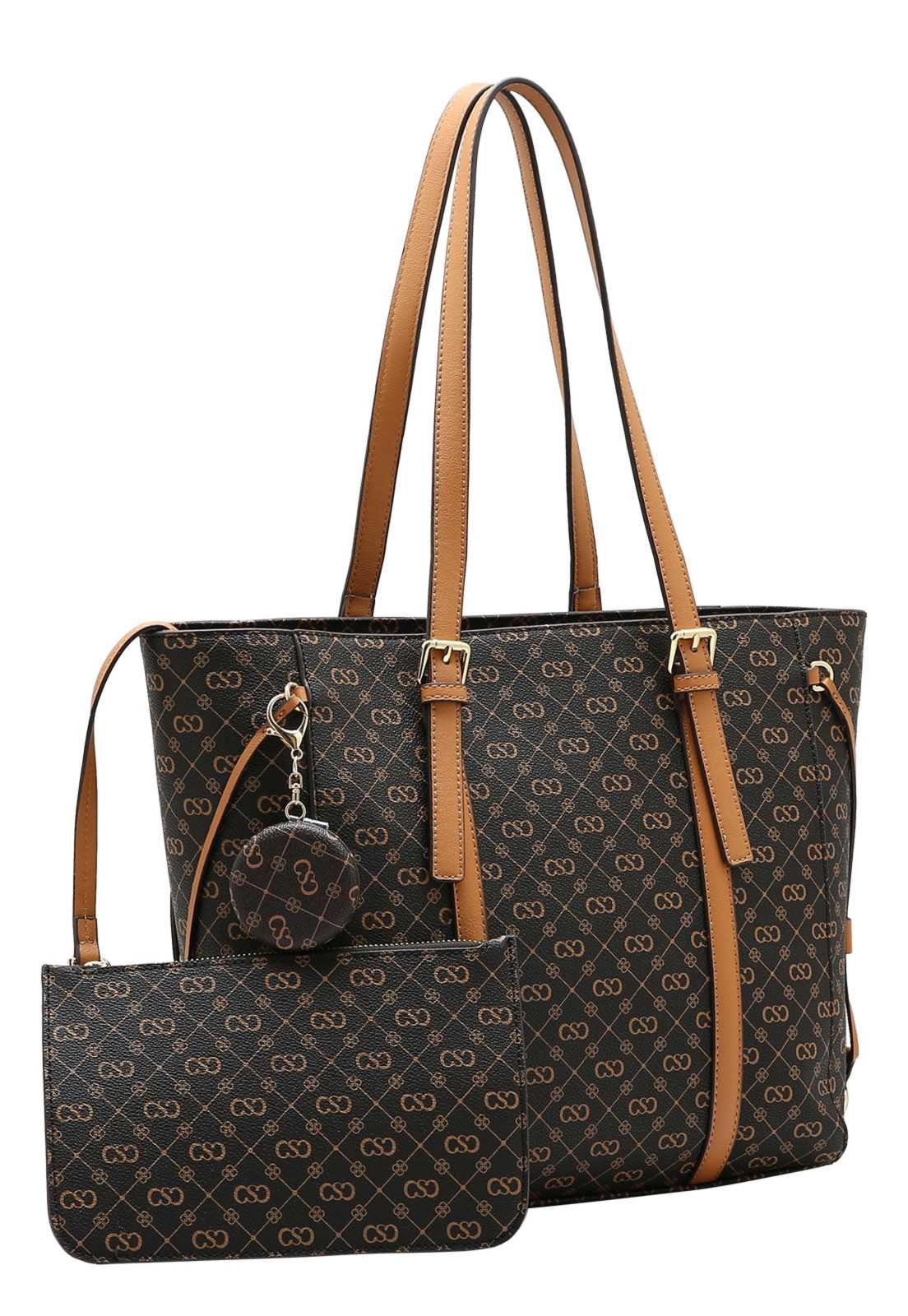 Kit Bolsa Feminina Ombro + Necessarie Chenson Monograma Elegance