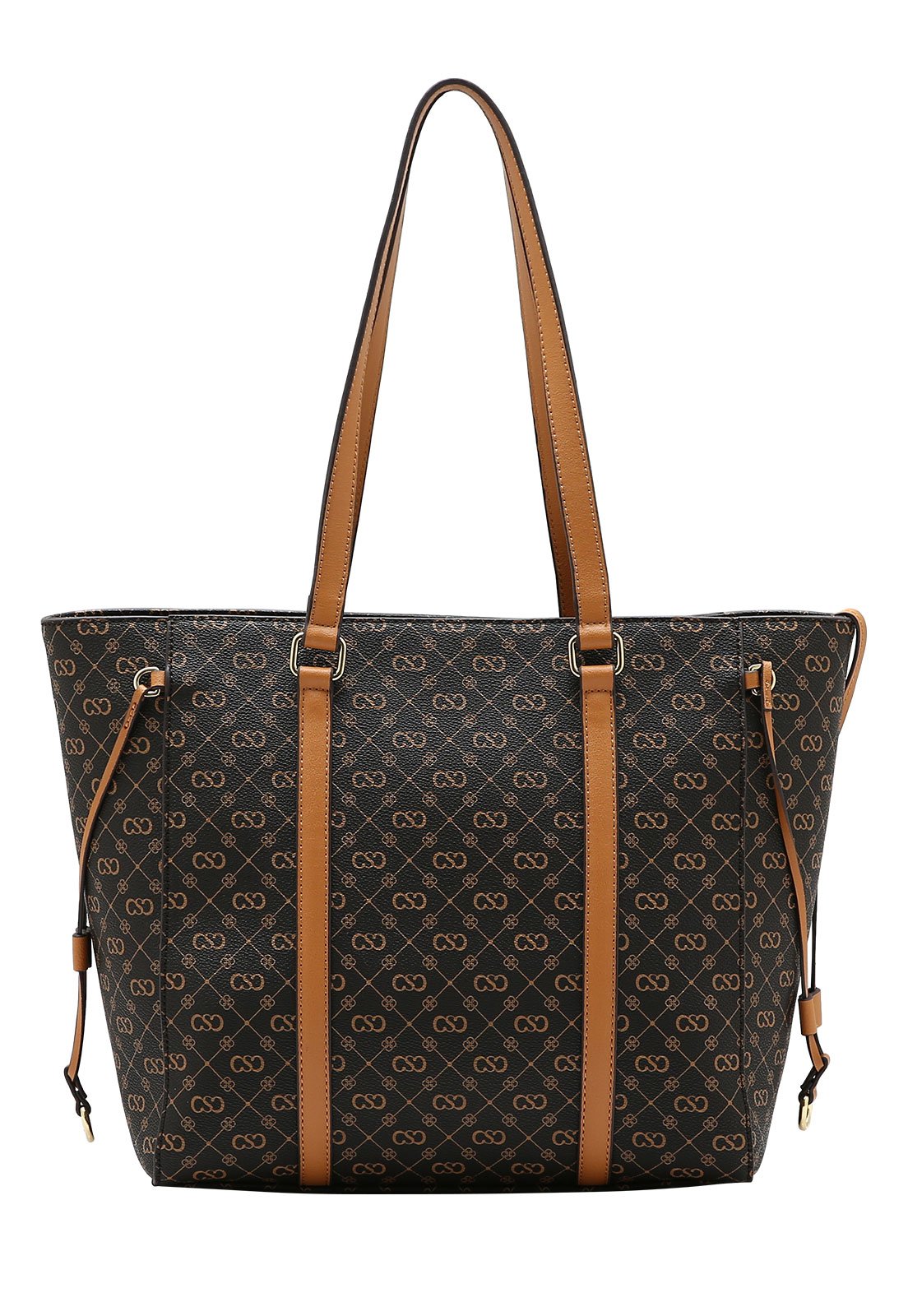 Kit Bolsa Feminina Ombro + Necessarie Chenson Monograma Elegance Café 3