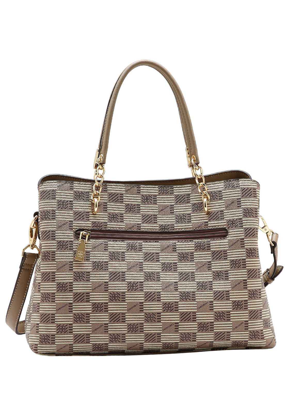 Bolsa Feminina Chenson Mão Art Monograma Marrom 2