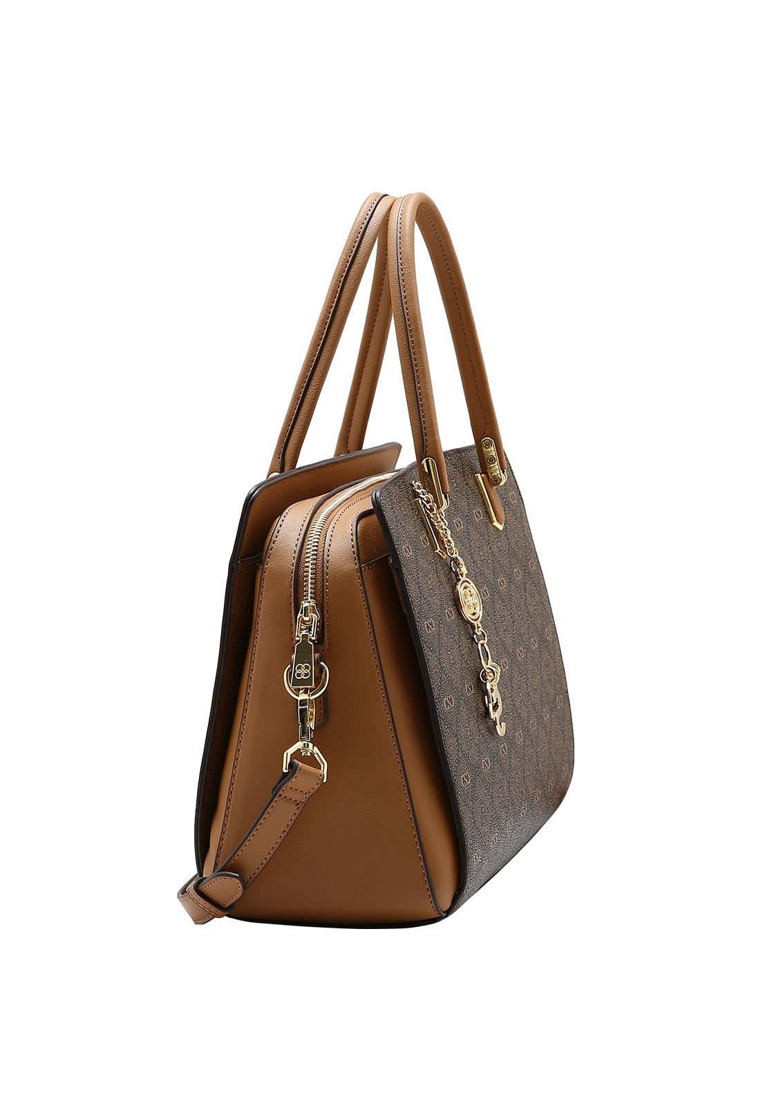 Bolsa Feminina Chenson Mão Monograma Pontilhado Café 2