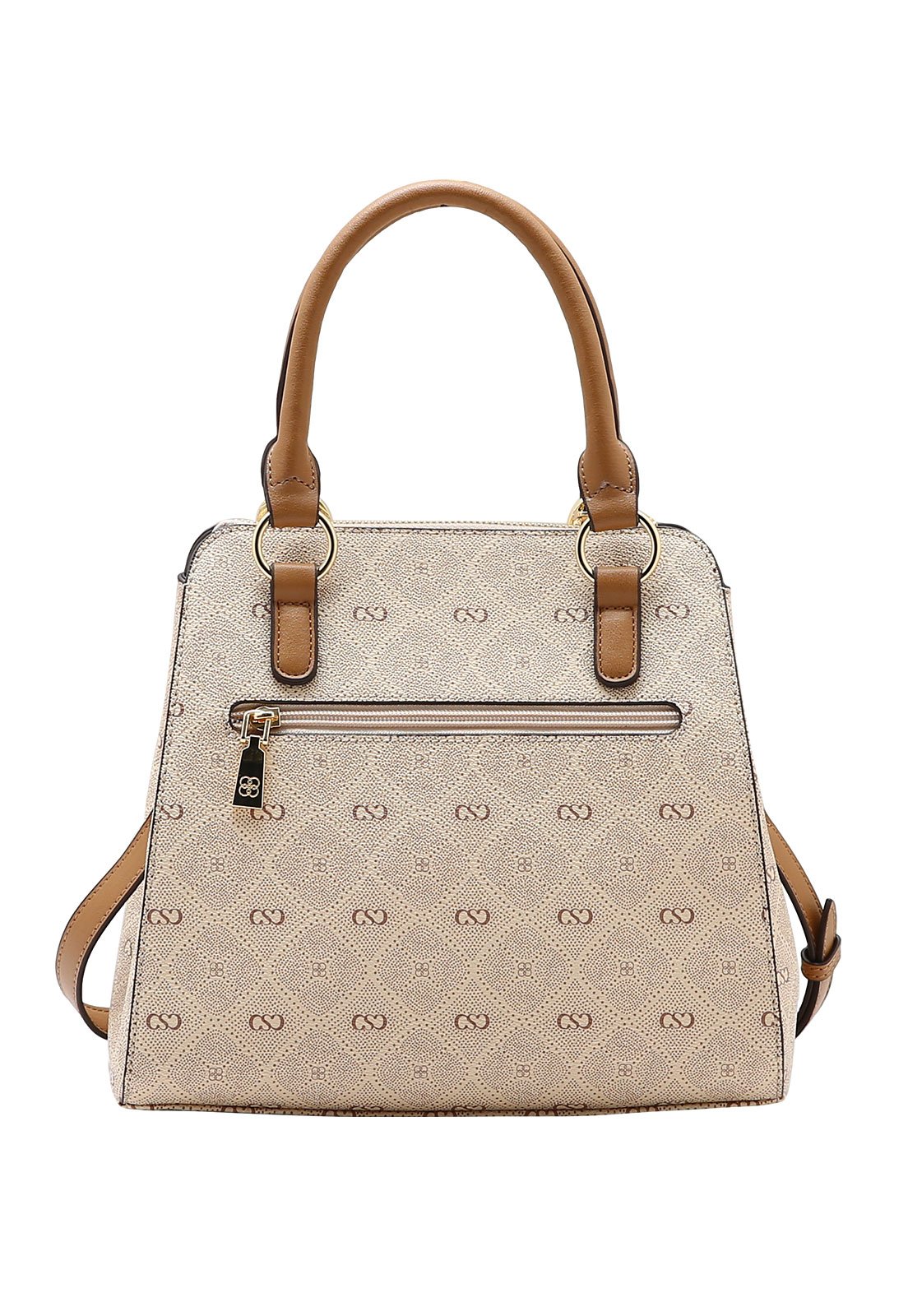 Bolsa Feminina Chenson Mão Monograma Pontilhado Bege 3