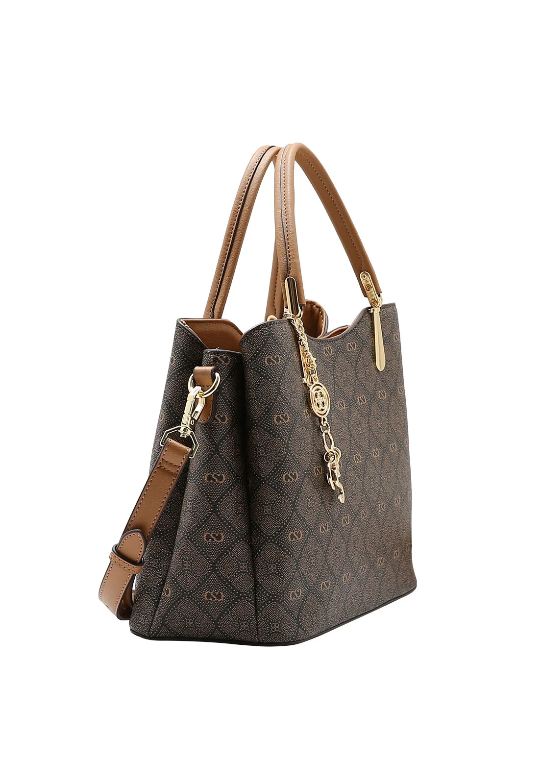 Bolsa Feminina Chenson Mão Monograma Pontilhado Café 2