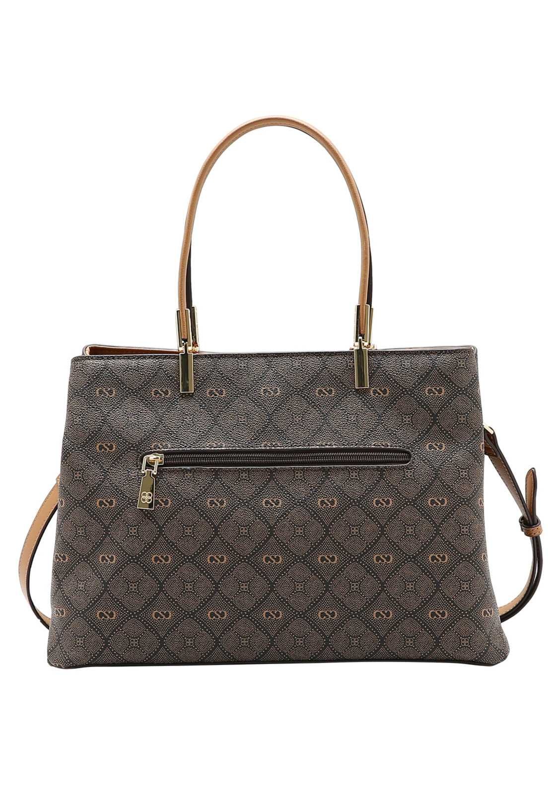 Bolsa Feminina Chenson Mão Monograma Pontilhado Café 2