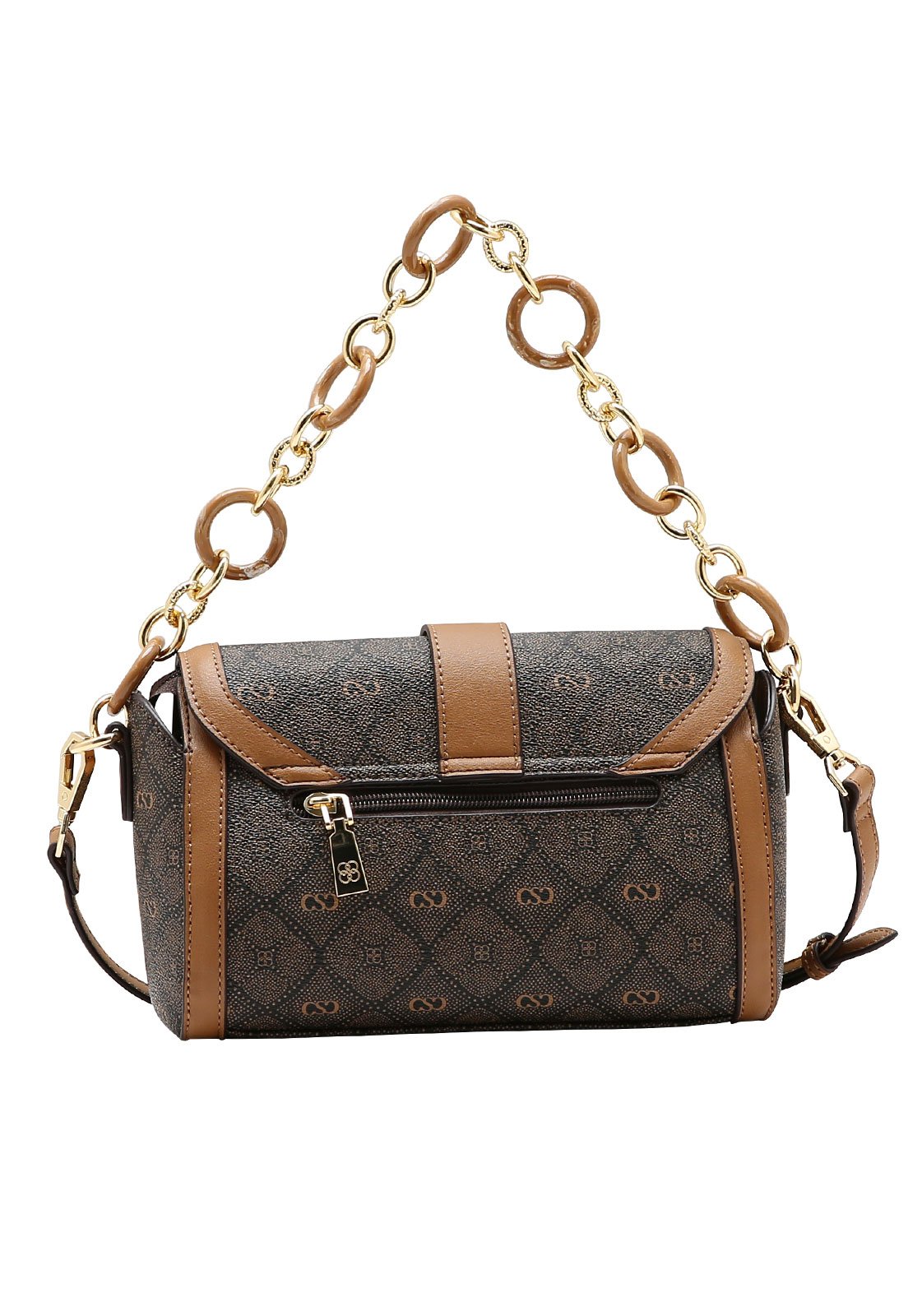 Bolsa Feminina Chenson Mão Monograma Pontilhado Café 3
