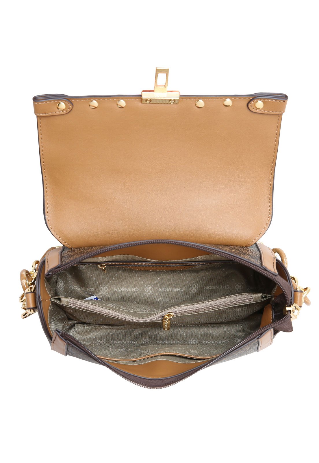 Bolsa Feminina Chenson Mão Monograma Pontilhado Café 4