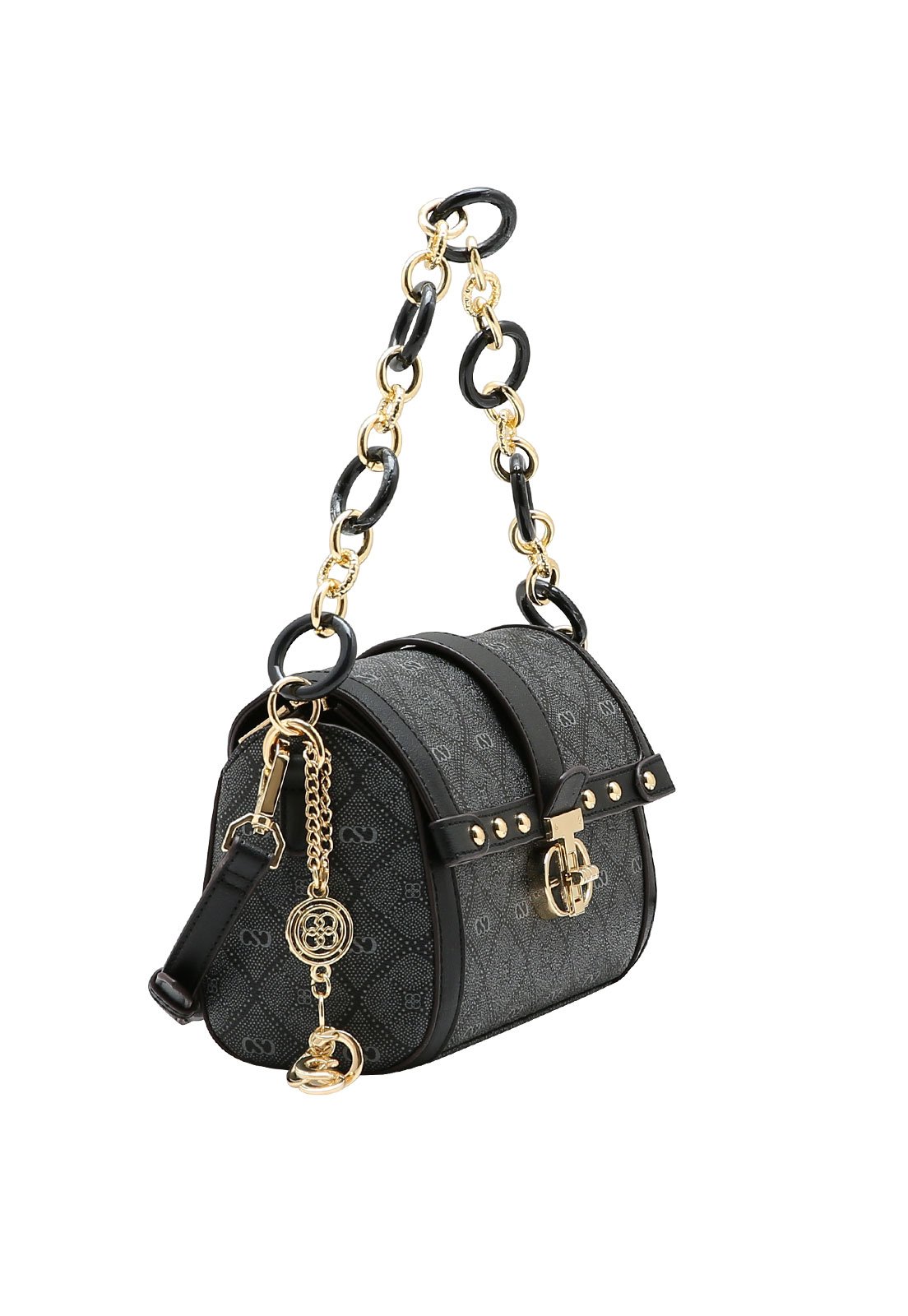 Bolsa Feminina Chenson Mão Monograma Pontilhado Preto 2