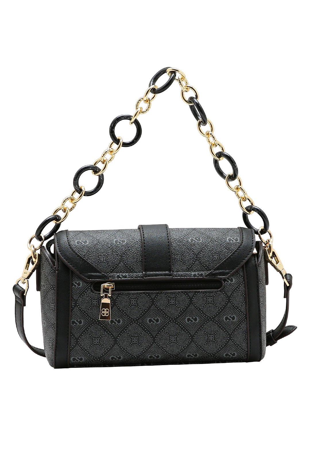 Bolsa Feminina Chenson Mão Monograma Pontilhado Preto 3