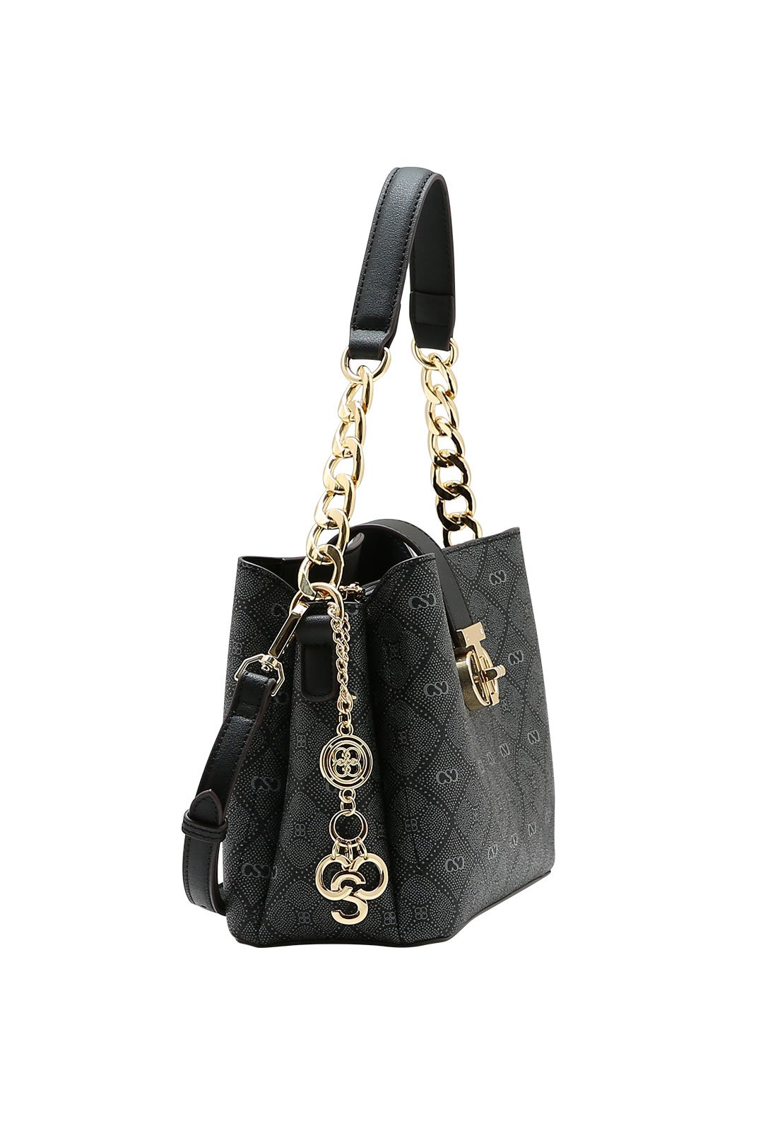 Bolsa Feminina Chenson Mão Monograma Pontilhado Preto 2